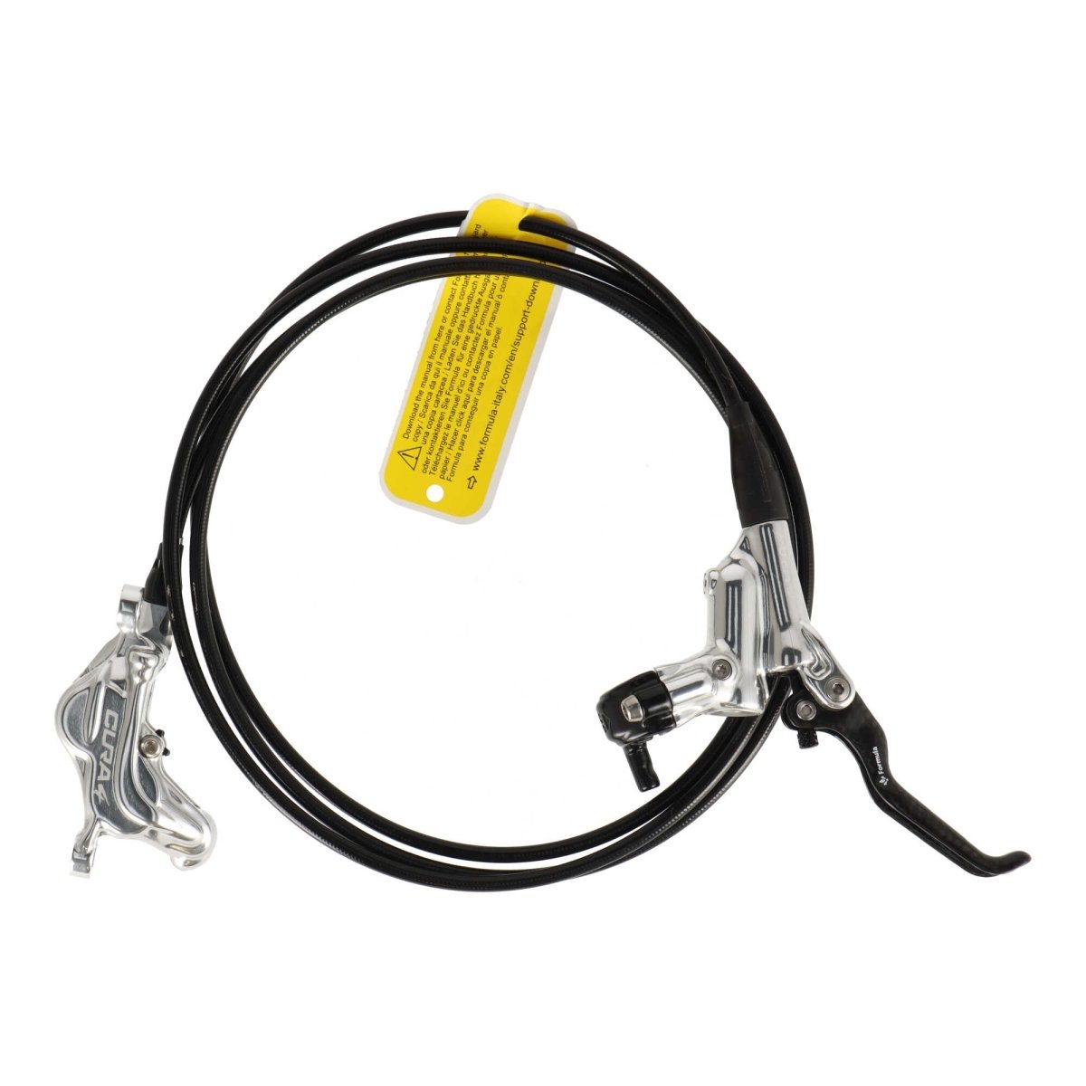 Formula Cura 4 Scheibenbremse | Carbon Bremshebel | hinten | 4 - Kolben | silber | inkl. Beläge | Leitung 2000 mm - RAAAD.de