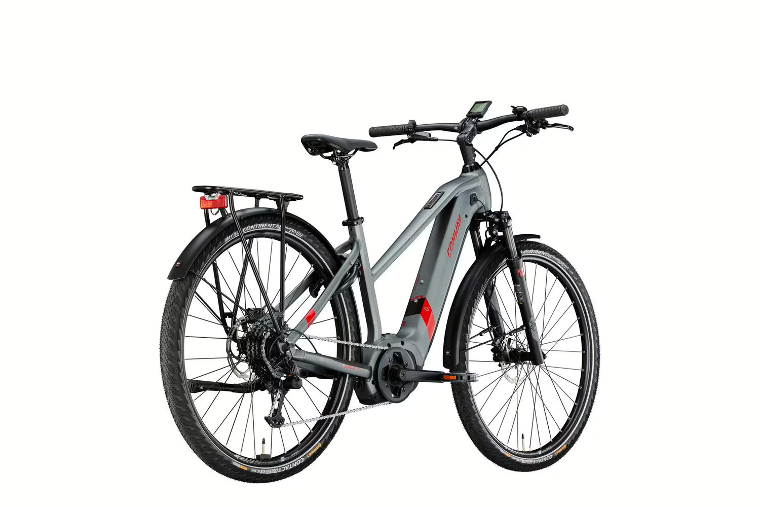 Conway Cairon T2.0 500 | Bicicletă electrică de trekking | 9 viteze | Motor Bosch 250W | Gri/Roșu (model 2023)