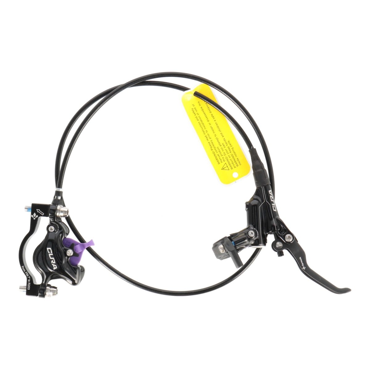 Formula Cura Scheibenbremse vorne | 2 - Kolben | 950 mm Leitung | schwarz glänzend | inkl. Adapter für 203 mm Bremsscheibe - RAAAD.de