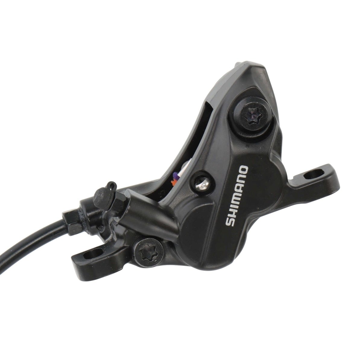 Shimano MT501 / MT520 Scheibenbremse hinten | 4 - Kolben | 1700 mm Leitung | Postmount | schwarz | MTB / E - MTB - RAAAD.de