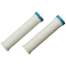 Mânere Sixpack Z-Trix pentru bicicletă de munte, alb, albastru, cu sistem de blocare