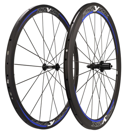ZZYZX Carbon Laufradsatz Tubular 28" | Felgenbremsen | Shimano HG Freilauf | Schwarz Blau - RAAAD.de