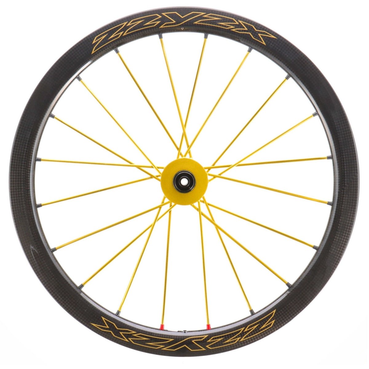 ZZYZX Laufradsatz 45 mm Aero | Tubular Schlauchreifen | 28" Disc | SRAM XDR Freilauf | Schwarz glänzend mit goldenen Speichen - RAAAD.de